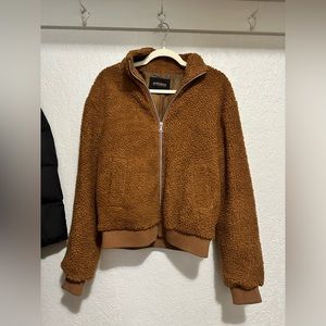 Brown teddy bomber jacket